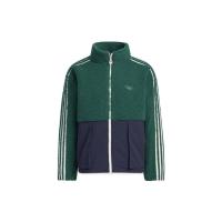 adidas originals 三叶草 经典三叶草刺绣徽标收纳口袋细节立领加绒夹克男女同款绿色3481812