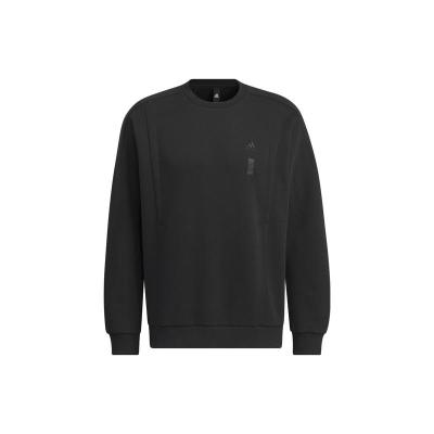 adidas 武极系列 Wuji Must-Have Sweatshirt 纯色标识运动夹克休闲长袖圆领卫衣男款黑色