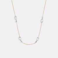 蔻驰(COACH)精致链坠水晶装饰可调节项链女款 minimalist 设计百搭时尚细链条