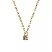 蔻驰(COACH)Coach签名 quilted垫锁吊坠项链女款金色时尚百搭配饰代购正品