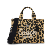 COACH 女士托特包 豹纹印花 棉质内衬 可调节肩带 进口面料 百搭手提包