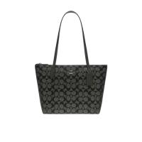 COACH 金属质感皮革女士手提包顶部拉链闭合时尚设计