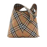 博柏利(BURBERRY)大号格纹单肩包女士斜挎包手绘边缘拉丝金属配装