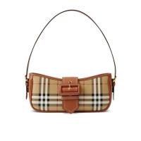 博柏利(BURBERRY)女士单肩包时尚格纹拼接连帽斜挎包小巧便携日常