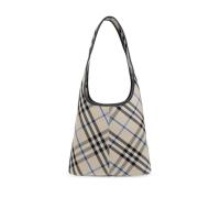 博柏利(BURBERRY)女士织物皮革拼接连帽格纹小号单肩包日常通勤百