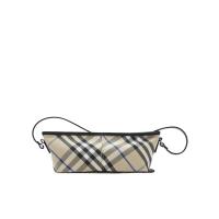 博柏利(BURBERRY)格纹迷你包小羊皮拼接纯棉衬里多功能手绘边女士
