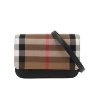 博柏利(BURBERRY)女款翻盖单肩包小巧精致百搭配饰皮质手提斜挎两