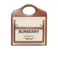 博柏利(BURBERRY)迷你双色拼接女士单肩包可拆卸肩带实用口袋包手
