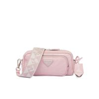 徽标拉链单肩包雪粉纳帕皮革手工皱纹效果可拆卸肩带