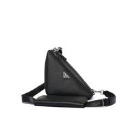 男士单肩包时尚三角形徽标设计可调肩带大容量休闲斜挎包