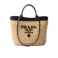 普拉达(PRADA)女士钩编拼接连帽单肩包夏季时髦手提斜挎包撞色刺