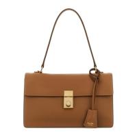 普拉达(PRADA)小牛皮女士单肩包翻盖按扣手提可调节可拆卸肩带大