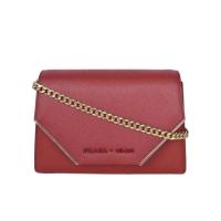 普拉达(PRADA)红色真皮翻盖徽标链条肩带女士单肩包时尚百搭配件