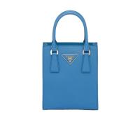 普拉达(PRADA)女士Saffiano皮革手提包可拆卸肩带三角徽标内附口