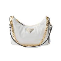 普拉达(PRADA)女士单肩包可拆卸链条手柄皮质钥匙圈金属三角徽标