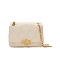 博柏利(BURBERRY)小牛皮女士单肩包折叠盖磁扣手提斜挎链条包马术