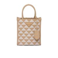 普拉达(PRADA)Symbole提花迷你单肩包织物皮革拼接可调节肩带小巧