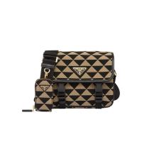 普拉达(PRADA)男士女士通用多功能织物皮革三角徽标单肩包轻便休