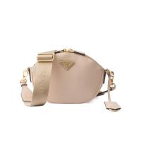 普拉达(PRADA)女款皮革单肩包时尚徽标印花织带可拆卸钥匙圈多功