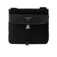 普拉达(PRADA)男士女士通用商务休闲两用Saffiano徽标尼龙头层牛