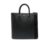 普拉达(PRADA)织物皮革拼接徽标单肩包双提手可拆卸肩带实用百搭