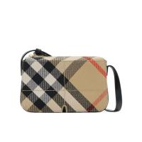 博柏利(BURBERRY)女士聚酯纤维棉材质手绘边单肩包磁扣插袋拉丝金