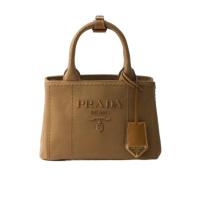 普拉达(PRADA)女士斜挎包棉质帆布可调节徽标印花编织带金属硬件