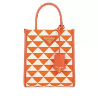 普拉达(PRADA)女士真皮刺绣手提单肩包时尚百搭配饰斜挎包日常通