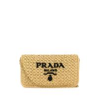 普拉达(PRADA)手工编织草编斜挎包女士手提单肩包夏季休闲度假风