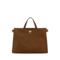 博柏利(BURBERRY)女士牛皮手提托特包大容量日常通勤手袋质感棉麻