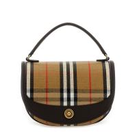 博柏利(BURBERRY)女款刺绣帆布斜挎包休闲百搭多用途手提单肩包日