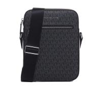 迈克·科尔斯(MICHAEL KORS)牛皮拼接人造革男士单肩包徽标点缀大