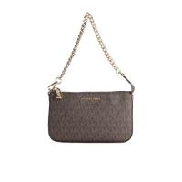 迈克·科尔斯(MICHAEL KORS)女士单肩包棕色徽标浮雕链条肩带小巧