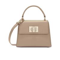 FURLA小牛皮单肩包复古潮酷扭锁设计可调节肩带百搭配件日常通勤