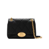 博柏利(BURBERRY)小牛皮女士单肩包链条皮革折叠盖手绘边马术骑士