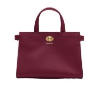 博柏利(BURBERRY)小牛皮女士手提托特包可调节肩带手绘边拉丝金属