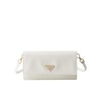 普拉达(PRADA)女士迷你Saffiano翻盖单肩包小巧便携时尚百搭配饰