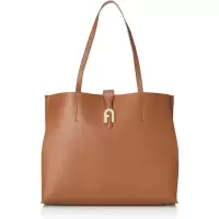 FURLA女士大容量轻便手提托特包日常购物包皮质金属logo装饰三仓