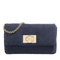 FURLA女士休闲百搭配饰小号软羊皮链条斜挎包蓝金配色