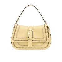 FURLA女款皮革单肩包圆形翻盖装饰带金色扣环优雅百搭配件