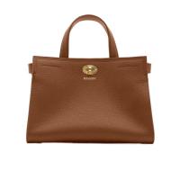 博柏利(BURBERRY)小牛皮女士迷你单肩包可调节肩带手绘边拉丝金属