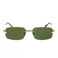 Cartier/卡地亚钛金框架金绿矩形太阳镜男款时尚商务修身光学眼镜