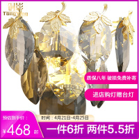 铜影 后现代轻奢LED水晶壁灯温馨浪漫床头灯过道灯走廊灯创意个性铁艺壁灯 B8815-2