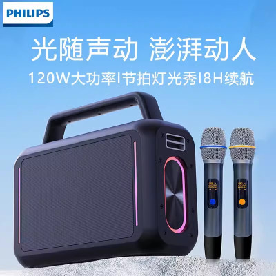 Philips/飞利浦 SD228户外蓝牙音箱广场舞音响大功率手提K歌会议教学扩音器(双麦版)