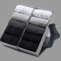 [5双盒装][可赠礼]袜子男士中筒袜涤棉袜长筒吸汗黑商务男袜