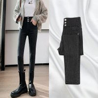 樵JIAO高腰牛仔裤女显瘦紧身小脚修身铅笔037-RT-N030