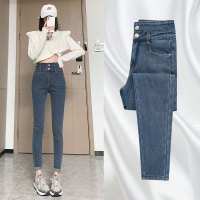 樵JIAO高腰显瘦牛仔小脚裤女紧身春季铅笔裤036-RT-N029