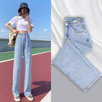 樵JAIO高腰阔腿九分休闲牛仔裤韩系直筒裤036-RT-N020