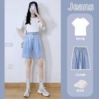 樵JIAO牛仔短裤女潮ins高腰宽松直筒夏季薄款038-RT-Y915