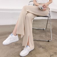 樵JIAO开叉裤子女夏季薄款高腰垂感直筒阔腿裤018-RT-Z036